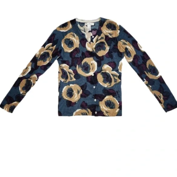 SIZE small 𝅺Cardigan VINTAGE Merino Wool Large Floral pattern SUSAN BRISTOL - Picture 6 of 10